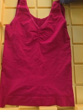 Aeropostale Women's Bright Pink V-Neck Ruched Tank Top